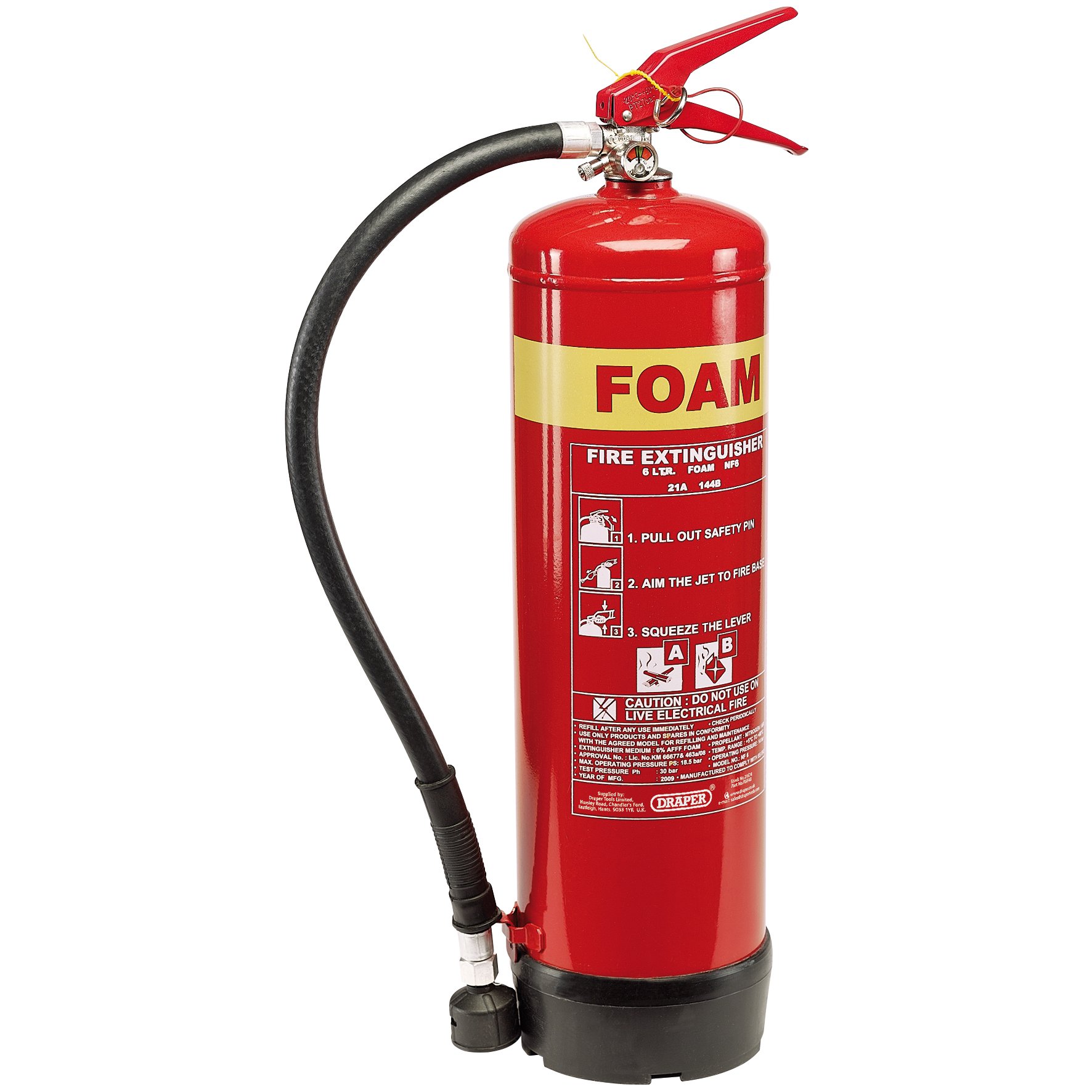 Draper 21674 (fire4b) Foam Fire Extinguisher, 6l Draper 21674 (fire4b) Foam Fire Extinguisher, 6l