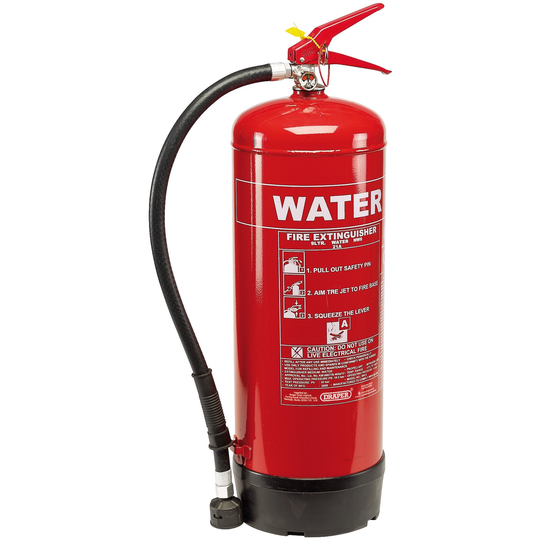 Draper 21675 (fire5b) Pressurized Water Fire Extinguisher, 9l Draper 21675 (fire5b) Pressurized Water Fire Extinguisher, 9l