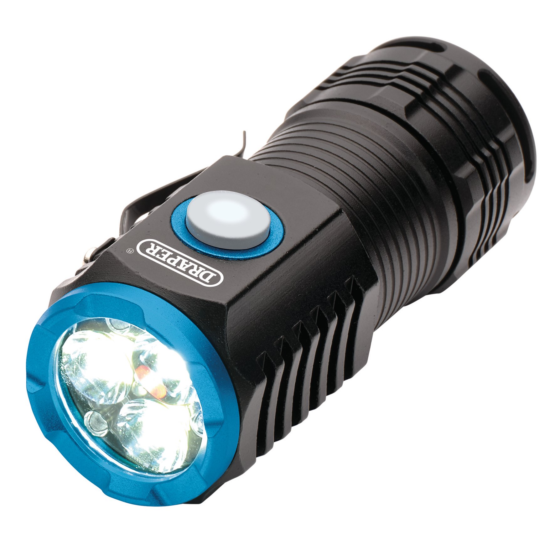 Draper 24258 (Pfl2000) Led Rechargeable Pocket Torch, 3 X 8w, 1800 Lumens, Usb-c Cable Supplied