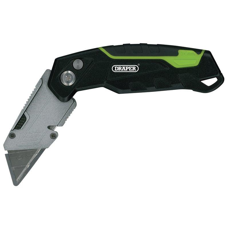 Draper Retractable &amp; Folding Trimming Knife Set With 10 X Sk2 Two Notch Blades