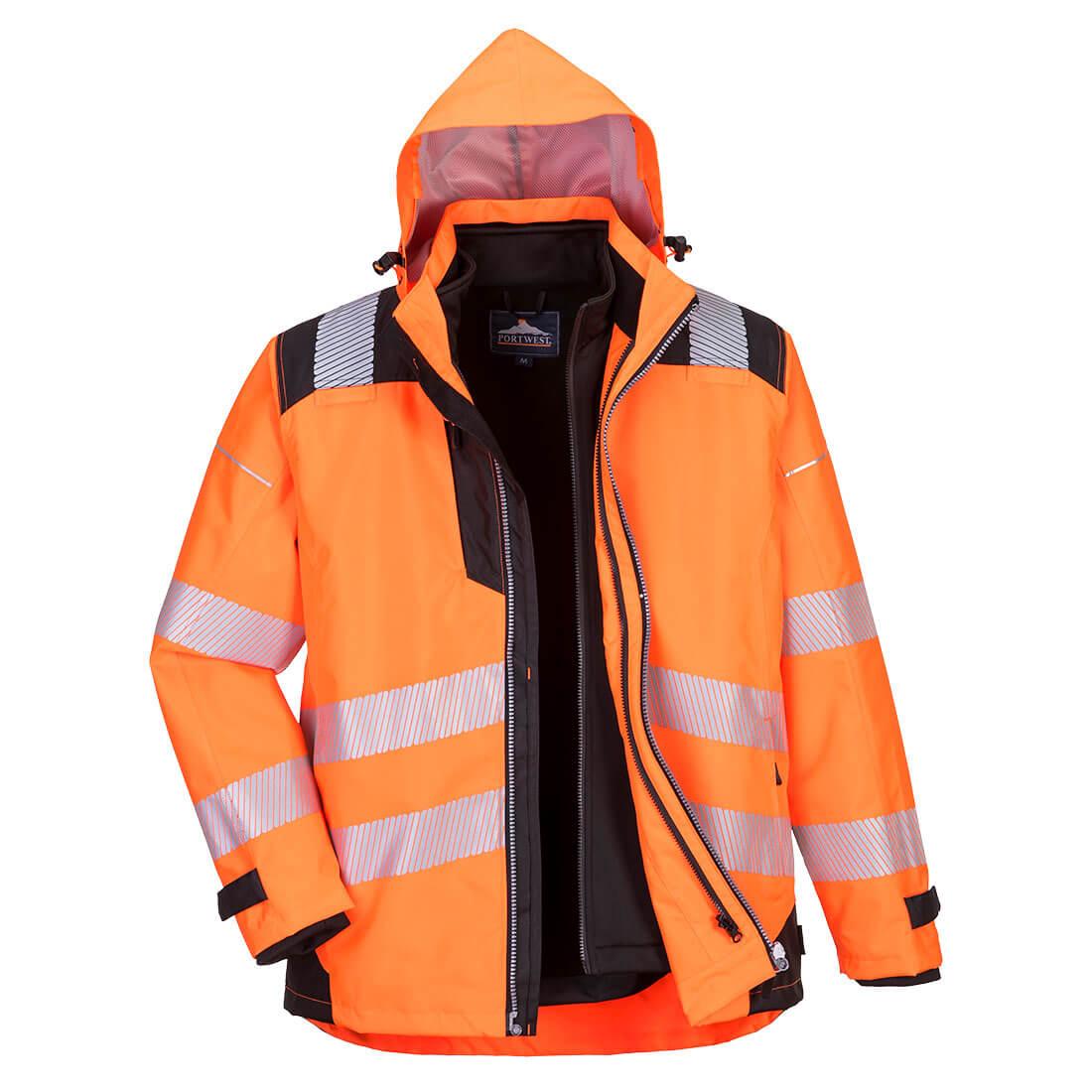 Portwest Pw3 Hi-vis 3-in-1 Jacket Orange/black Large