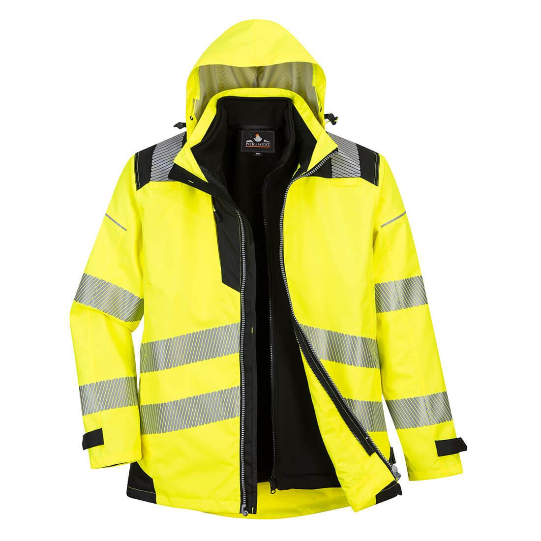 Portwest Pw3 Hi-vis 3-in11 Jacket Xl Yellow/black Extra Large