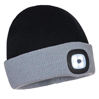 Portwest Two Tone LED Rechargeable Beanie Black/grey B034 Portwest Two Tone LED Rechargeable Beanie Black/grey B034
