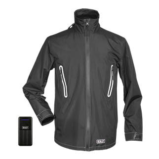 Sealey 5v Heated Rain Jacket - Medium With Power Bank 20mah Hj06kit