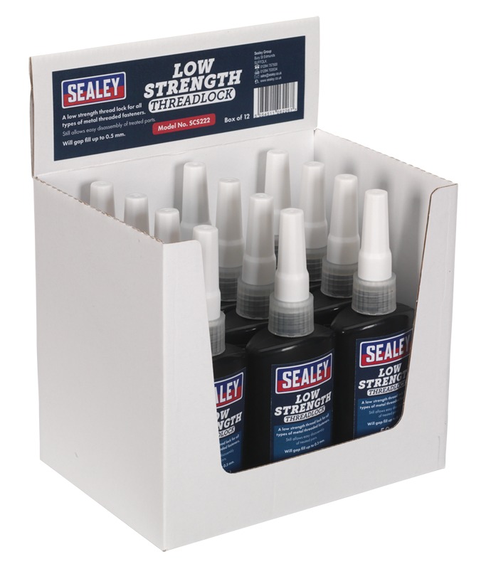 Sealey 50ml Low Strength Thread Lock - Pack Of 12 Scs222
