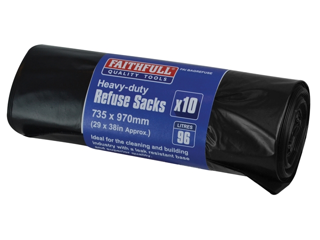 Faithfull Heavy-duty Black Refuse Sacks (roll Of 10) Faibagrefuse