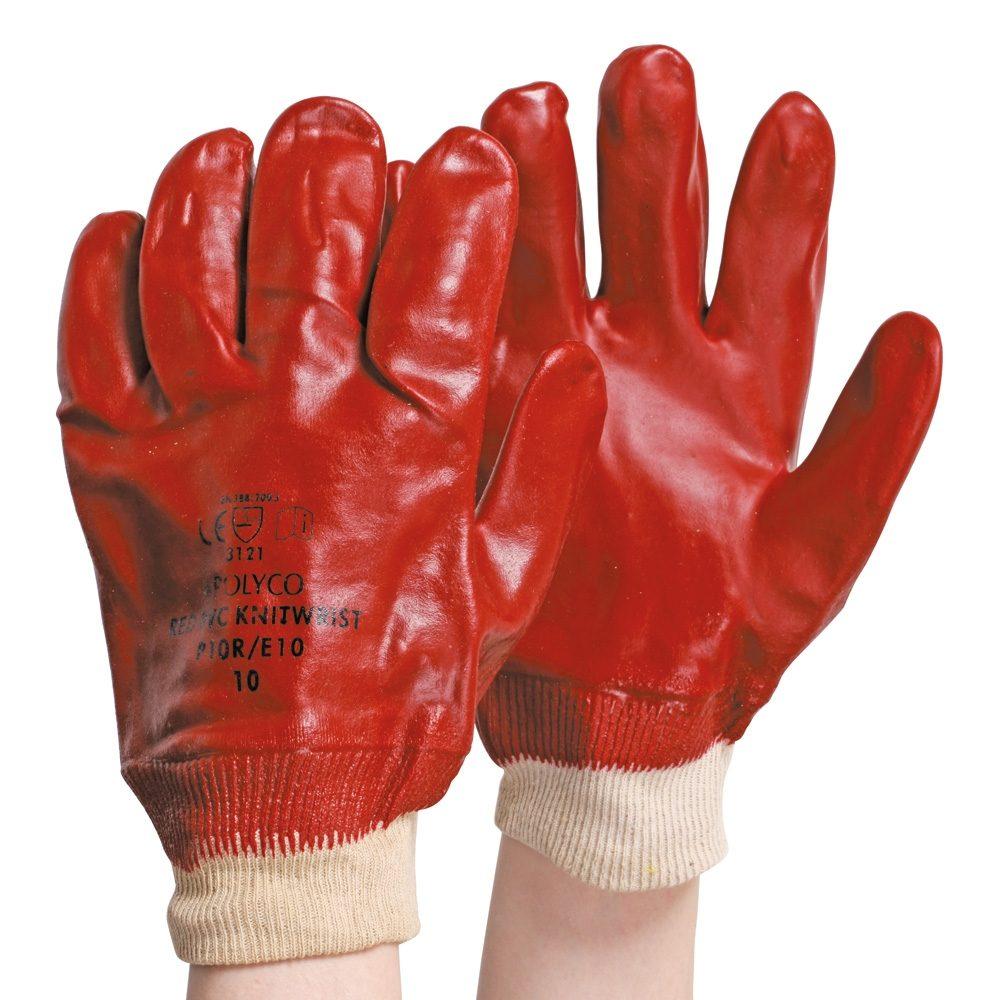 Worksafe Red Pvc Knitted Wrist Gloves Large Worksafe Red Pvc Knitted Wrist Gloves Large